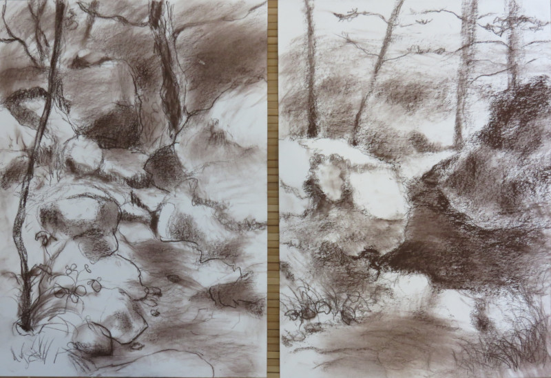 2 croquis A4 verticaux – craie © corinne leforestier